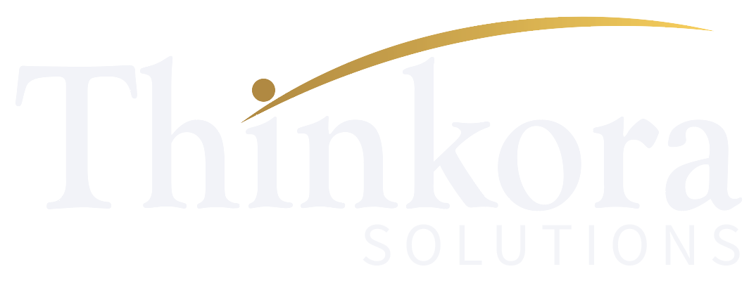 Thinkora Solutions — original wordmark with gold swoosh